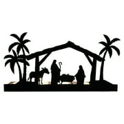 Holloyiver Nativity Scene Sets for Christmas Indoor, Black Metal Nativity Set with Base Can place candles Nativity for Christmas Party Nacimientos Navidenos Figures